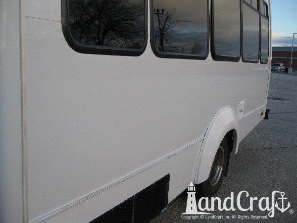 Repaired and refinished commercial use bus