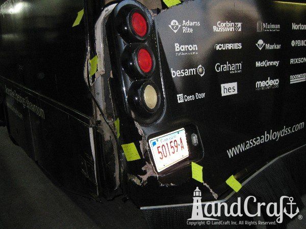 Emergency repair on an ad campaign motorcoach
