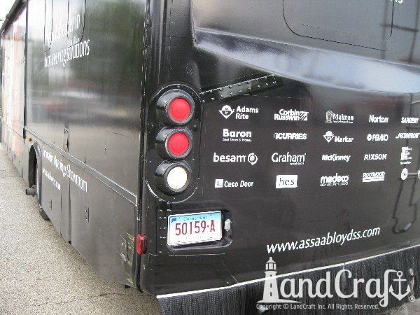Emergency repair on an ad campaign motorcoach