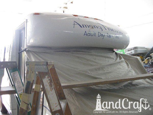 Fiberglass bus damage