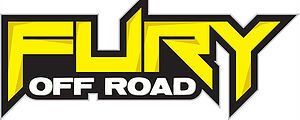 The fury off road logo is yellow and black on a white background.