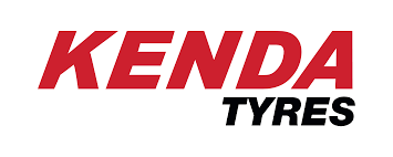 A red and black logo for kenda tyres on a white background.