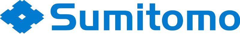 A blue logo for sumitomo on a white background