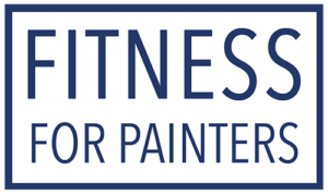 A blue and white sign that says fitness for painters