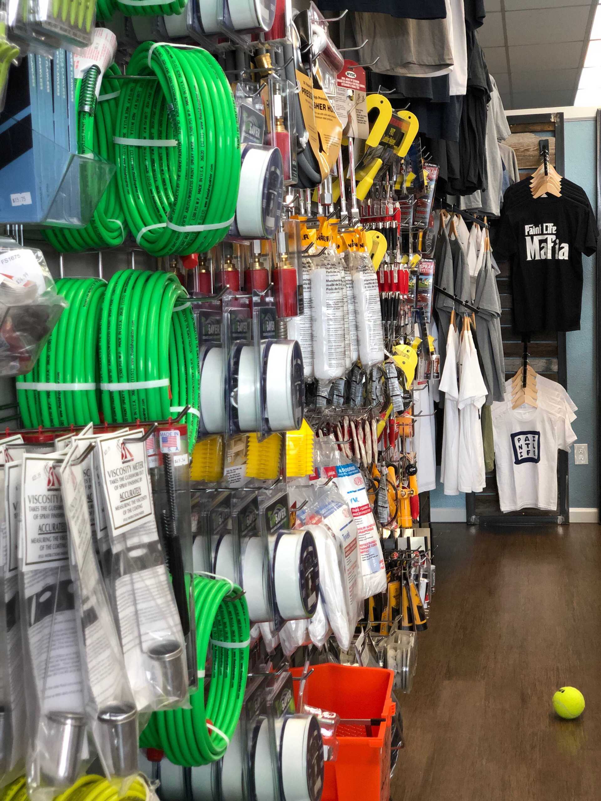 A store filled with lots of tools and clothes for painters