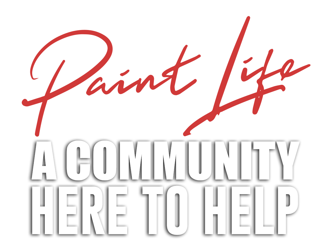 The logo for paint life is a community here to help.