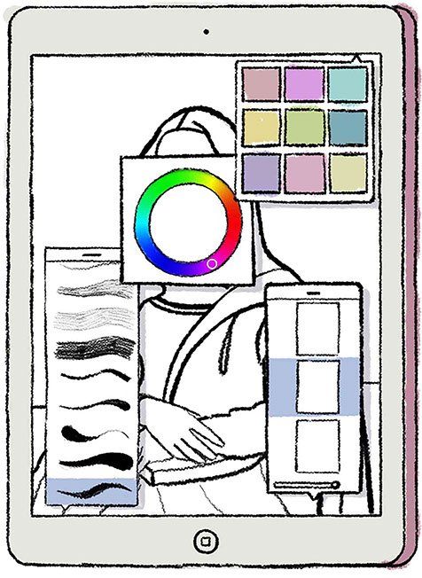 A picture of a cartoon drawn ipad