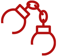 A pair of handcuffs on a white background.