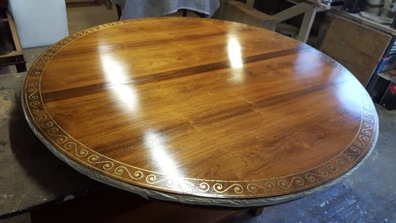 re-polished, removed water damage