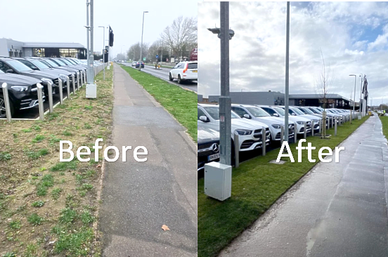 Commercial lawncare before and after