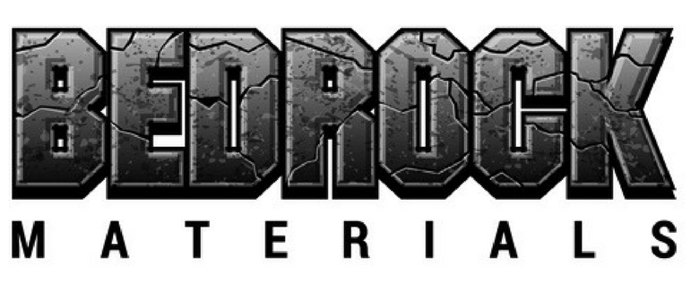 Bedrock Materials logo with stylized, cracked stone text.