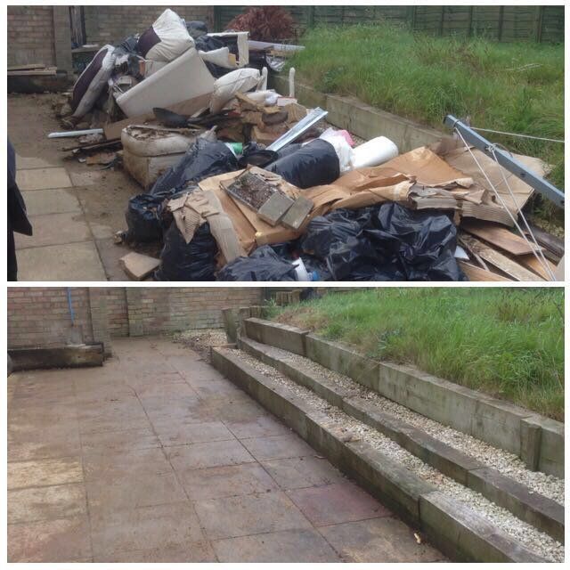 BEFORE AND AFTER DOMESTIC WASTE RUBBISH COLLECTION