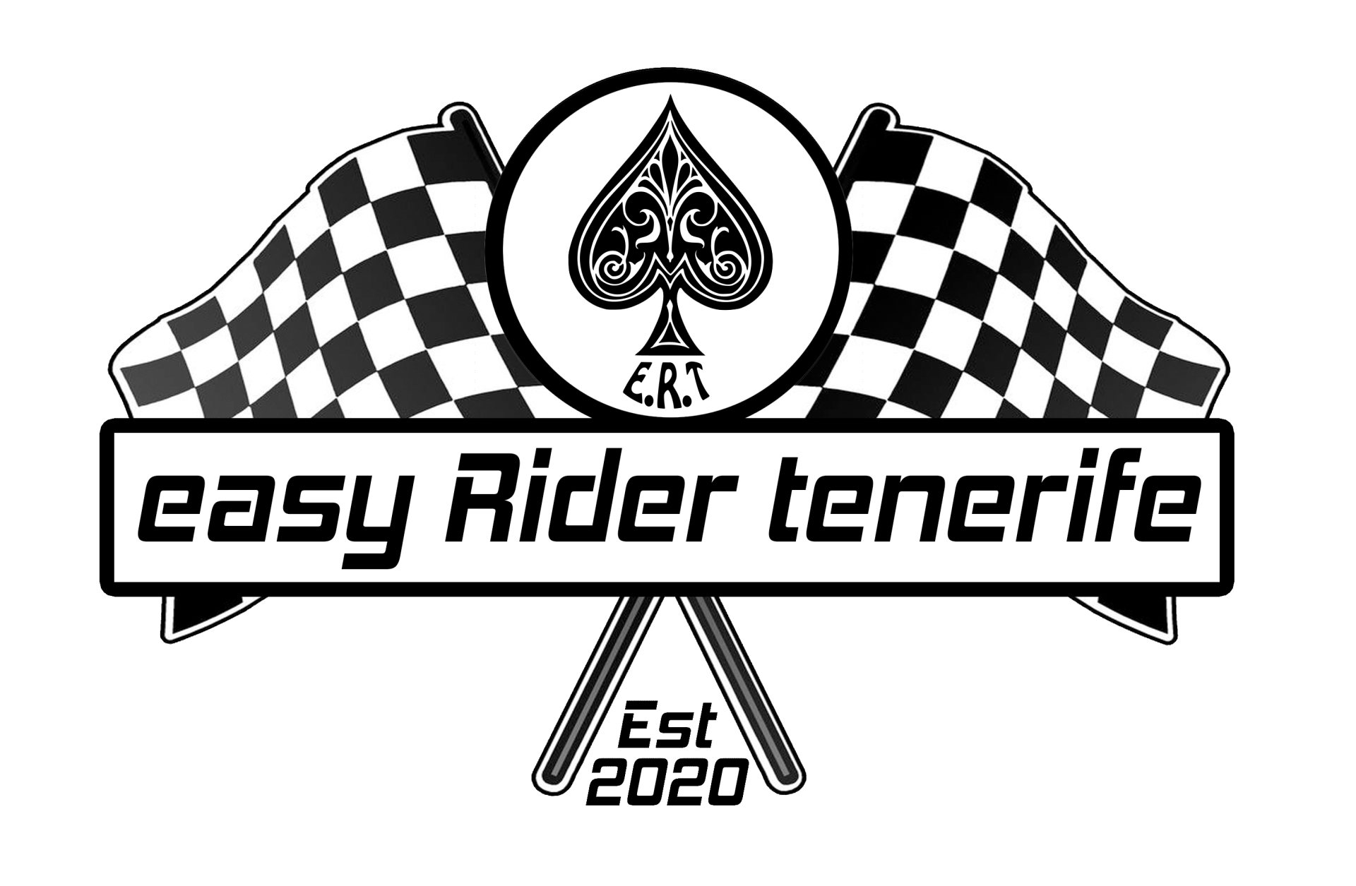 A black and white logo for easy rider tenerife