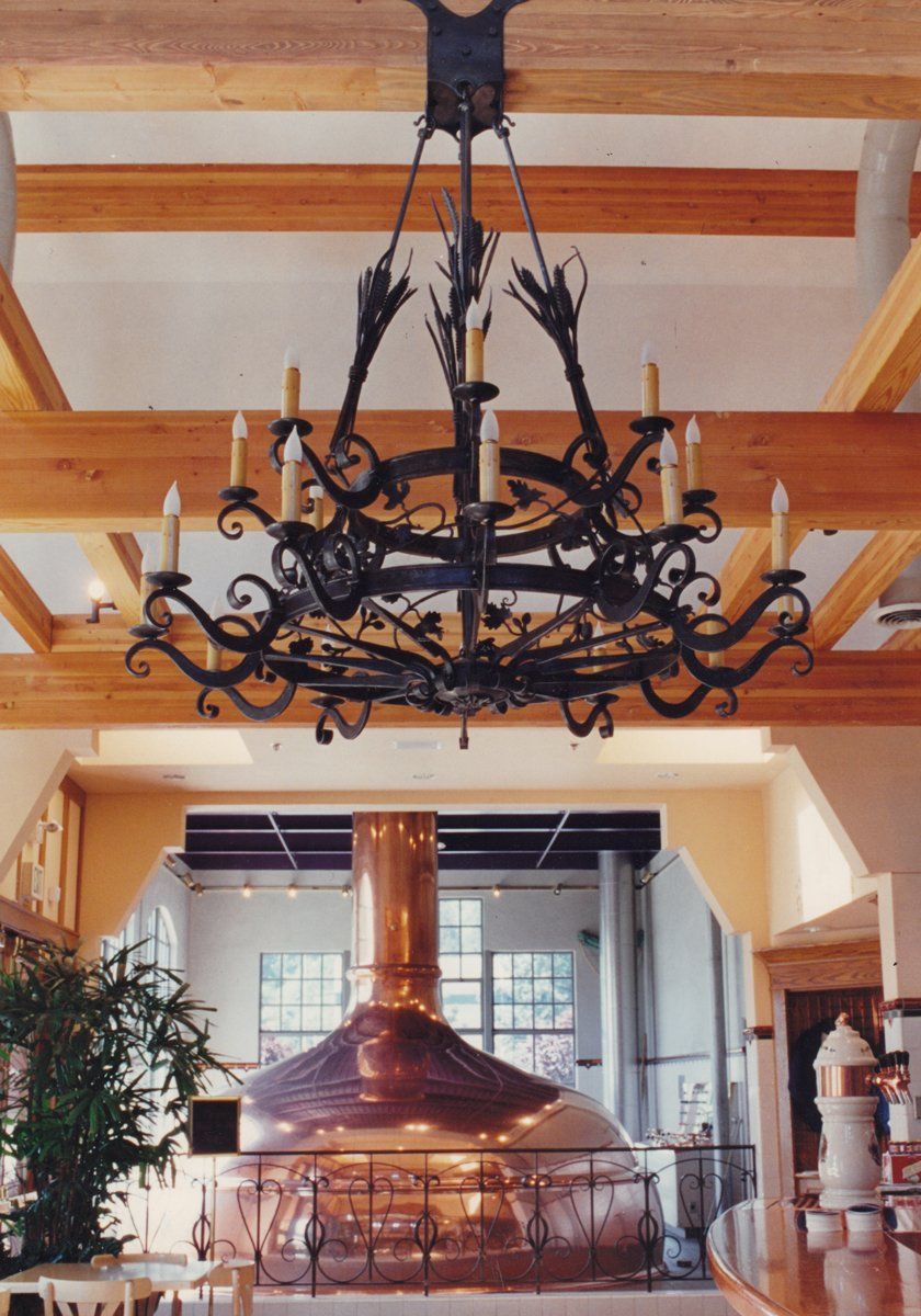 Portland Brewing custom forged ironwork lights