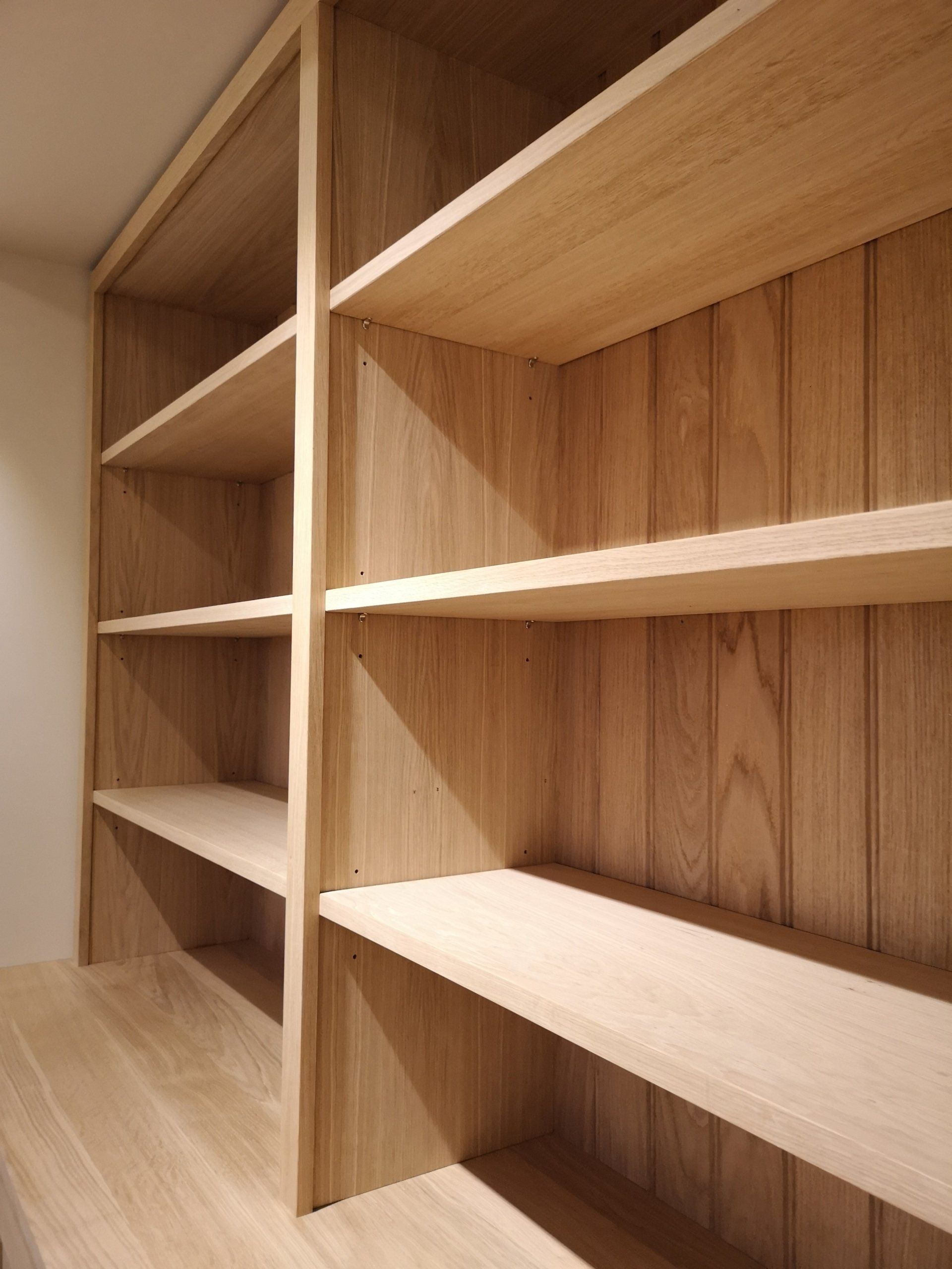 bespoke Oak unit with solid oak shaker doors and adjustable shelves.