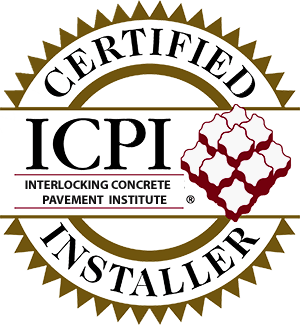 A certified Interlocking Concrete Pavement Institute Installer logo