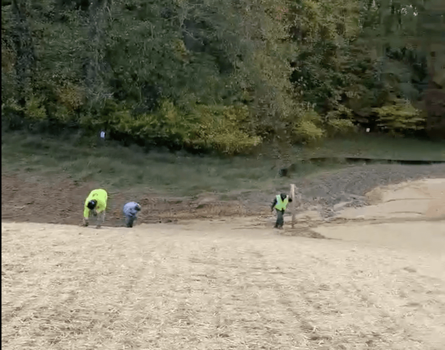 installation of straw matting