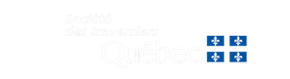 Logo avec texte et quatre symboles de fleur de lys bleue.