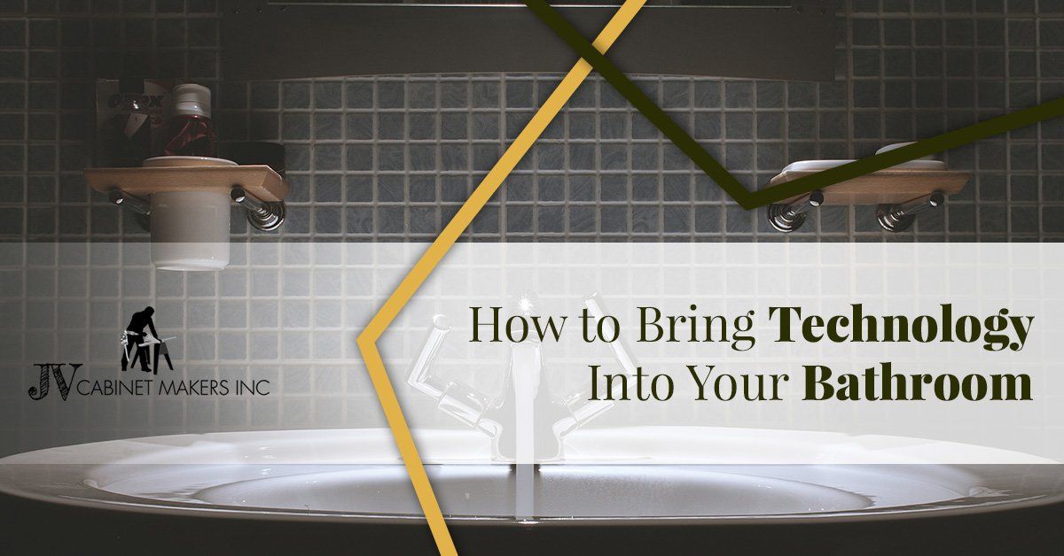 A picture of a bathroom with the words how to bring technology into your bathroom