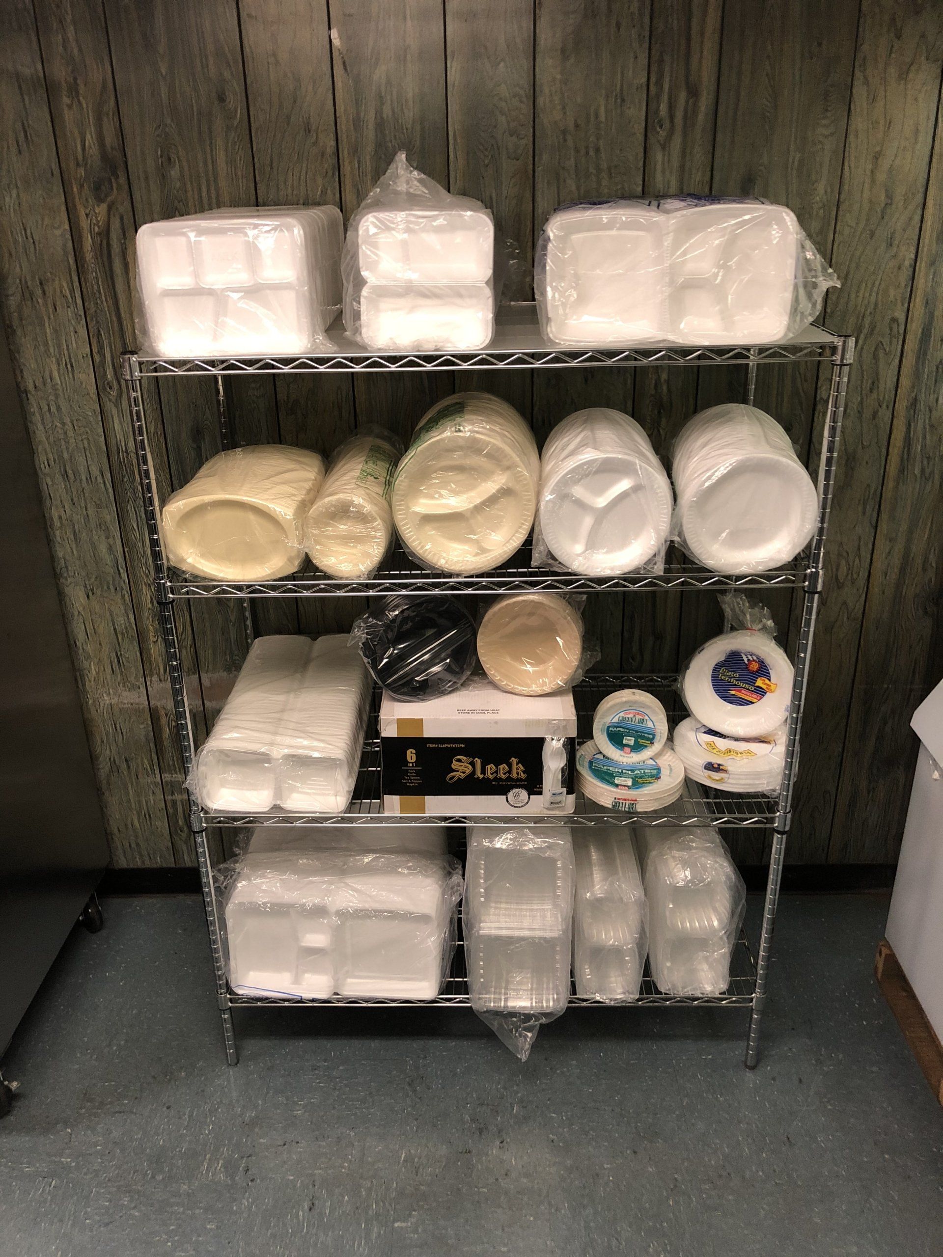 There are many different types of styrofoam on the shelves.