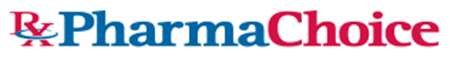 The logo for pharma choice is blue and red on a white background.