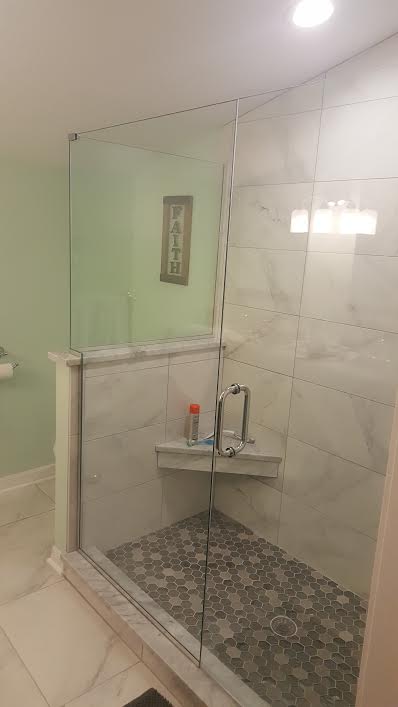 FRAMELESS DOOR WITH PANEL 092616 — Glass and Mirror in Tarpon Springs, FL