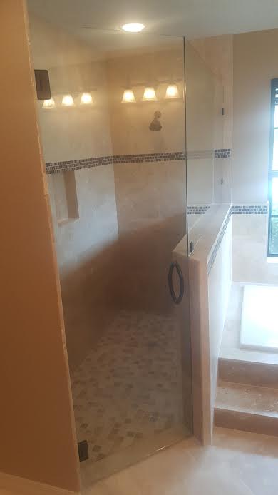 FRAMELESS SHOWER DOOR WITH OB CLIPS 042817 — Glass and Mirror in Tarpon Springs, FL