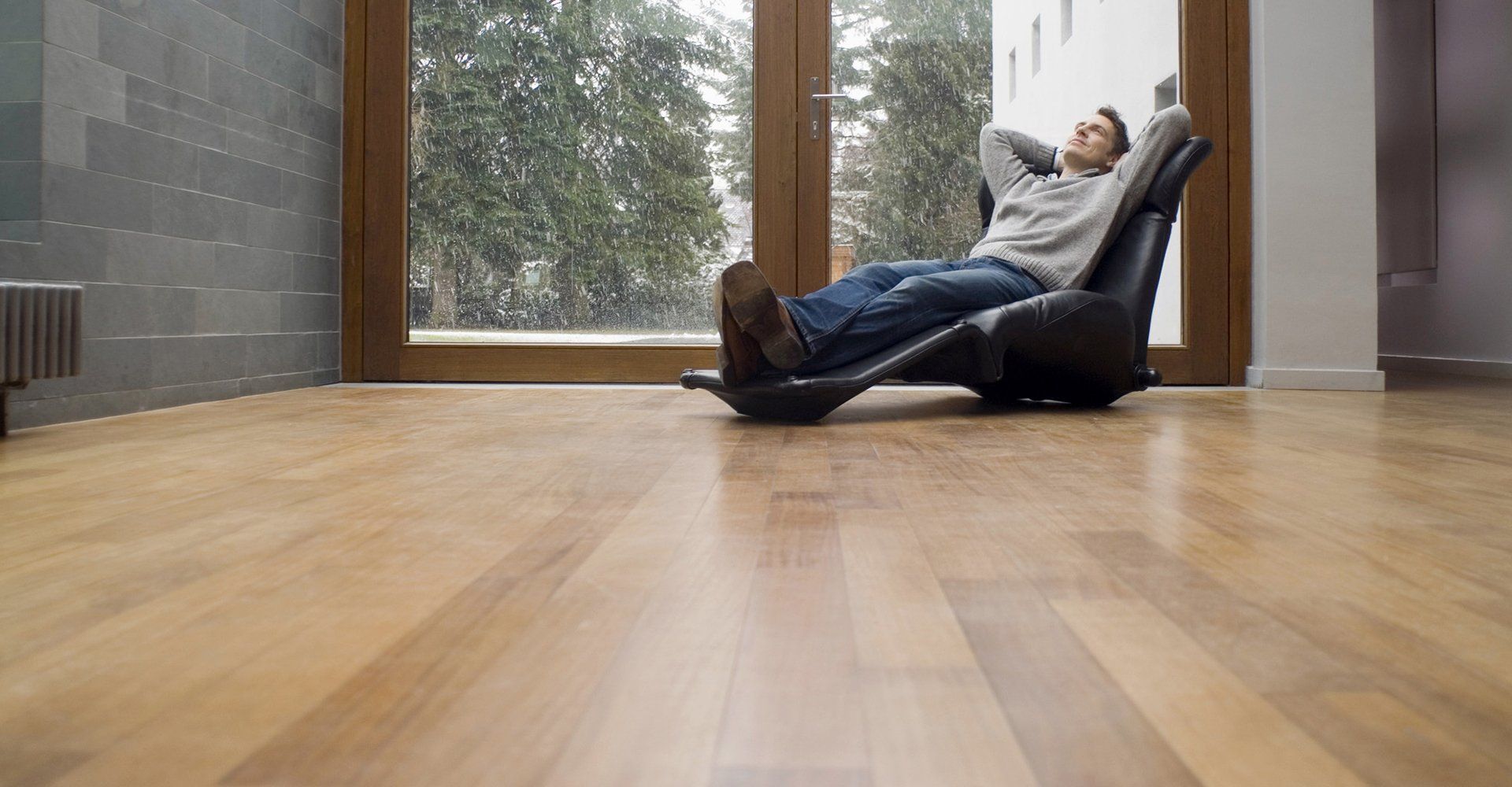 A man sitting in the living room