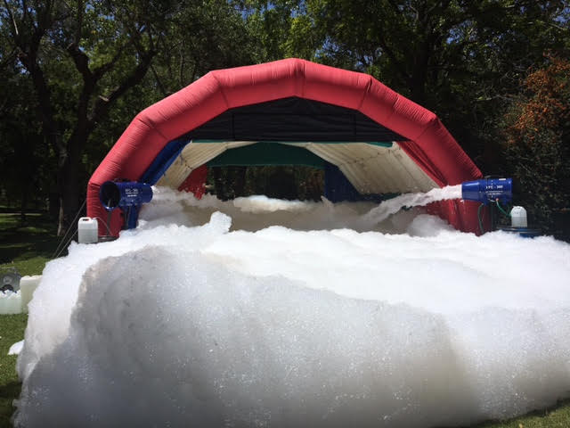 A large inflatable structure is covered in foam.