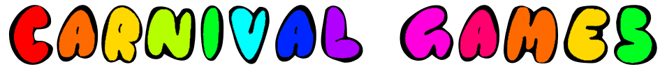 The word carnival games is written in a rainbow of colors.
