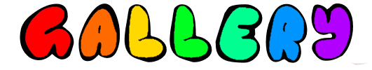 The word gallery is written in rainbow colors on a white background