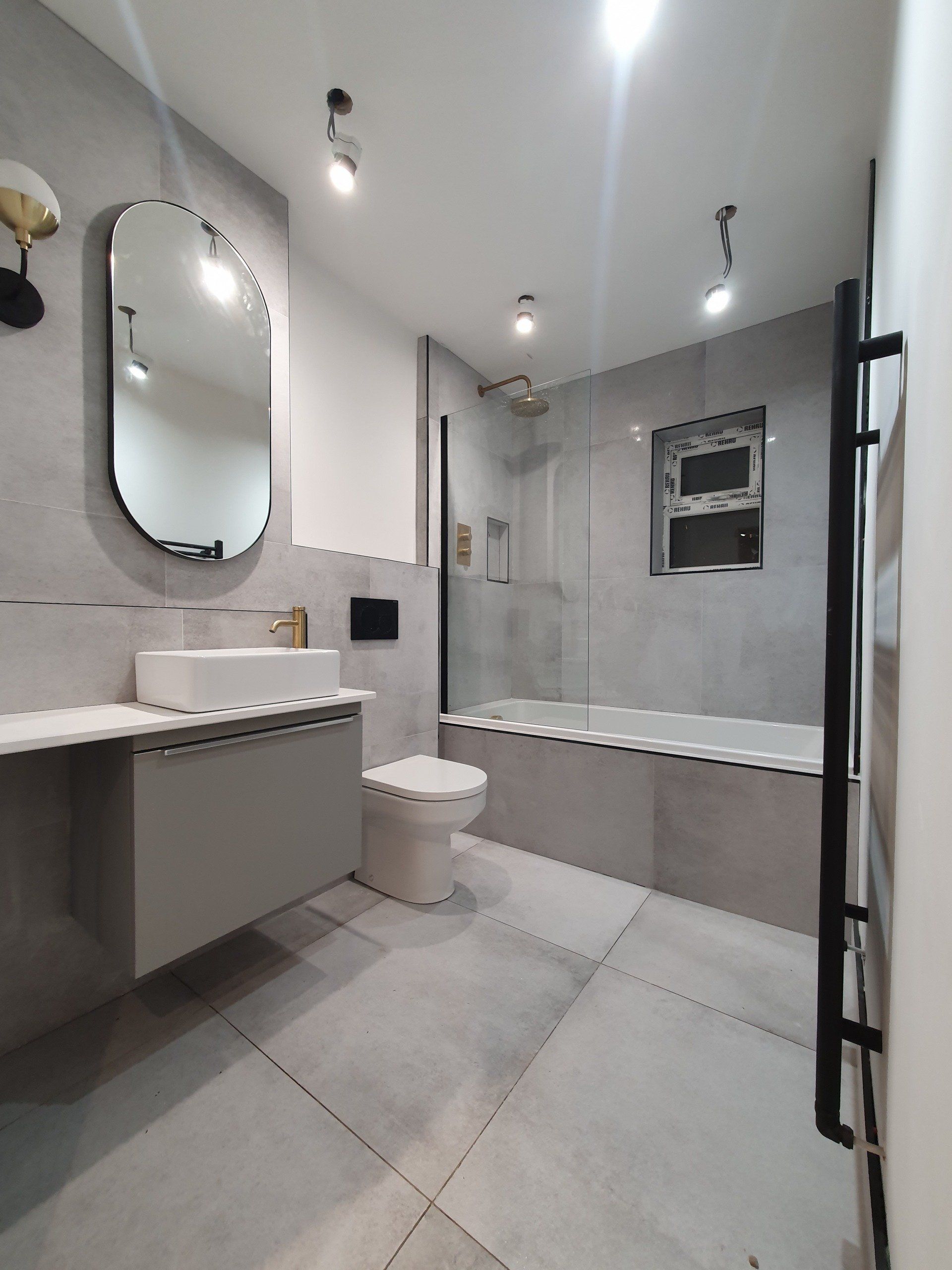 Modern light grey bathroom
