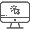 Ein Computermonitor mit einem Cursor auf dem Bildschirm.