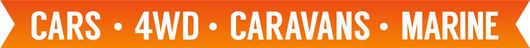 Orange banner reading “CARS • 4WD • CARAVANS • MARINE”