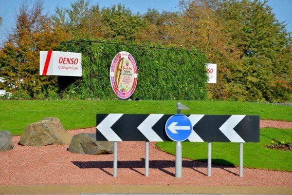 Living wall, irrigation and soft landscaping for a client on a roundabout in Telford for their 50th anniversary
