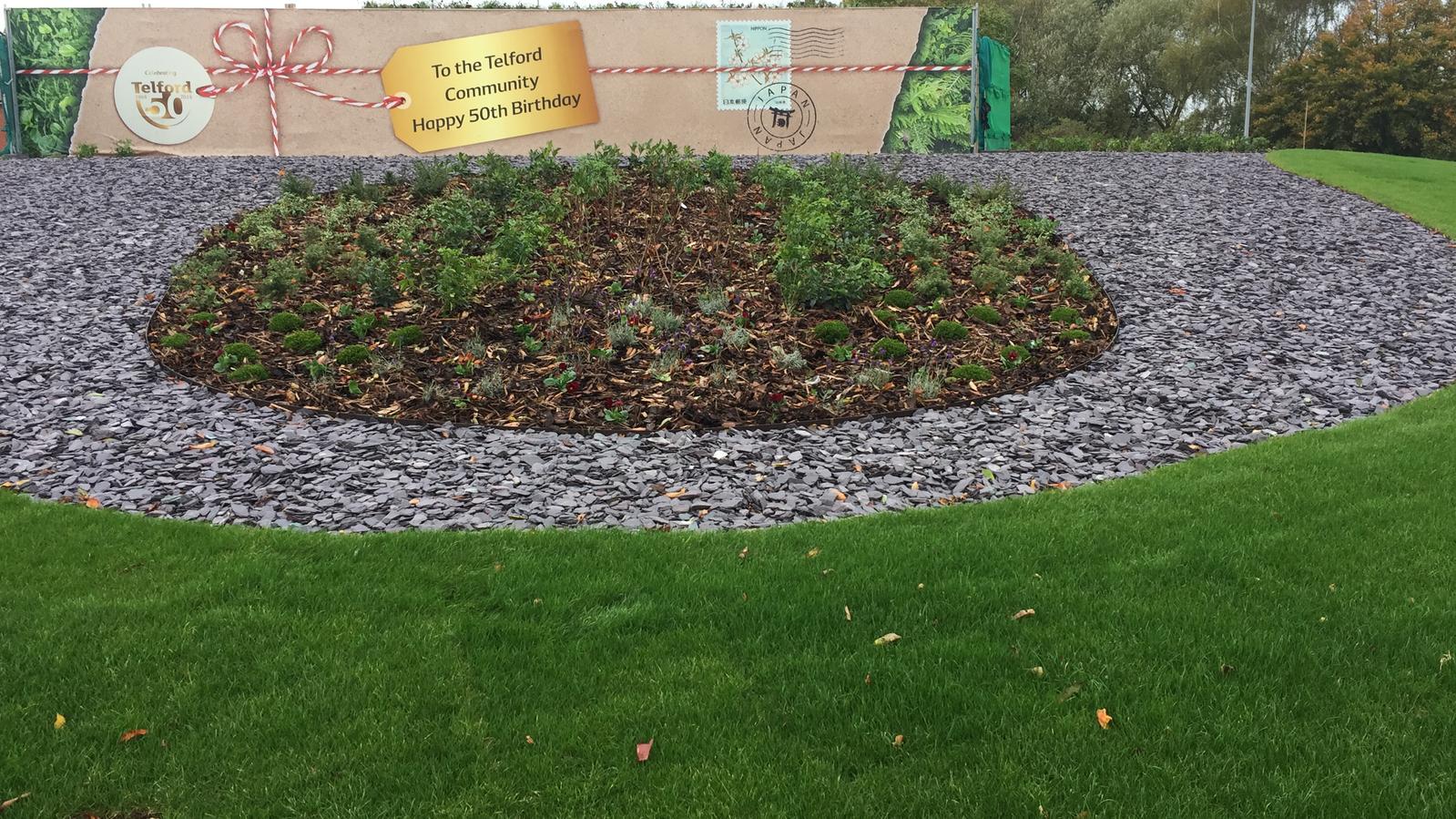 A soft landscaping project in Telford, a traffic roundabout was transformed along with a living wall