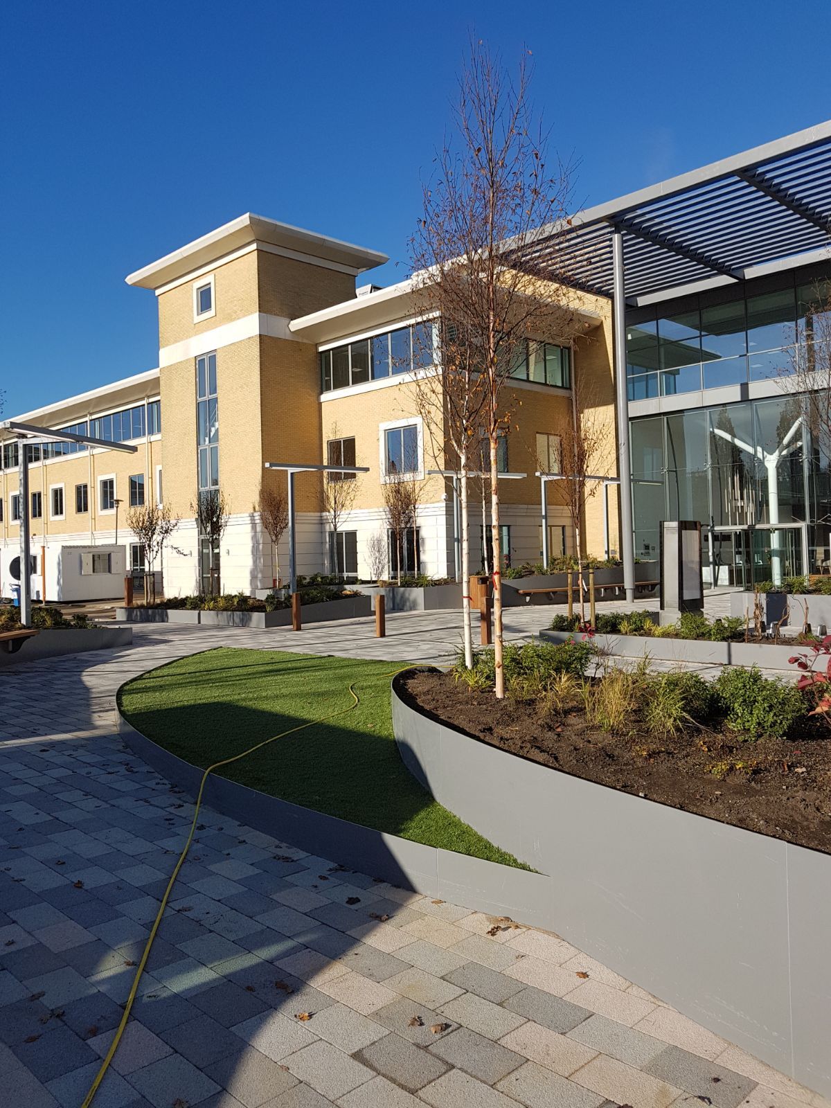 Full soft landscaping and irrigation to a new build office block