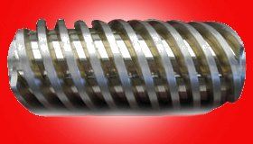 Spiral-shaped metal component with alternating metallic and bronze bands, possibly a machine part.