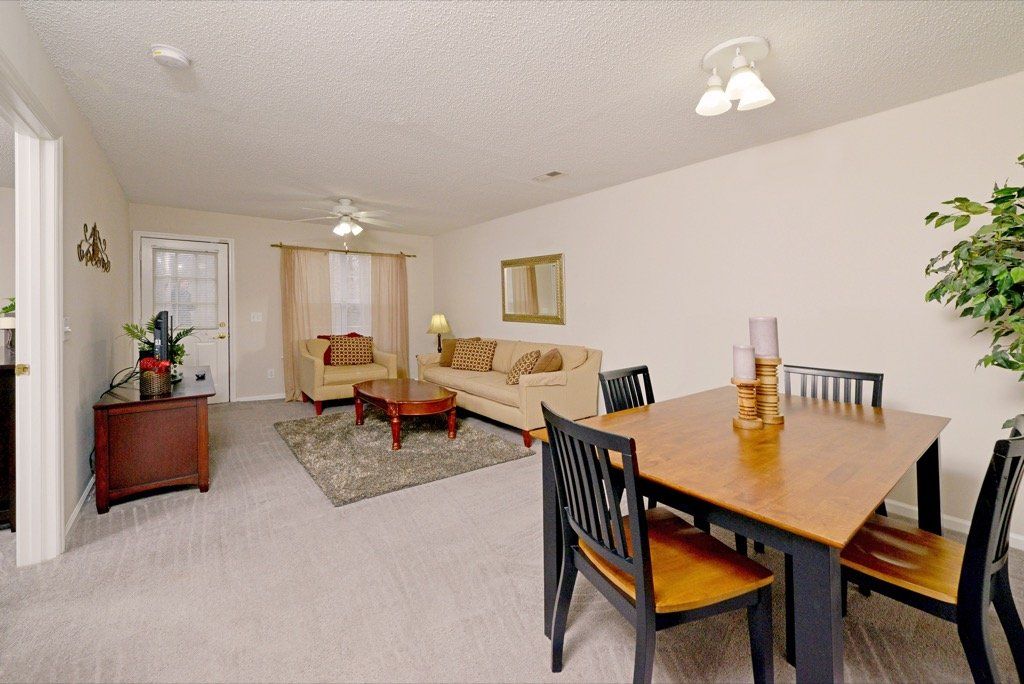corporate horizon view of dining room and living room