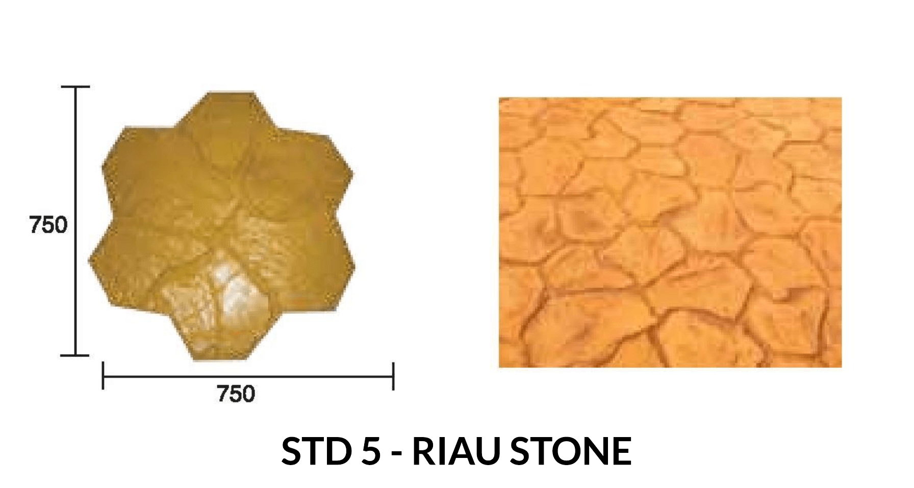 Diagram of an interlocking concrete paver in a six-sided shape. A close-up of the 