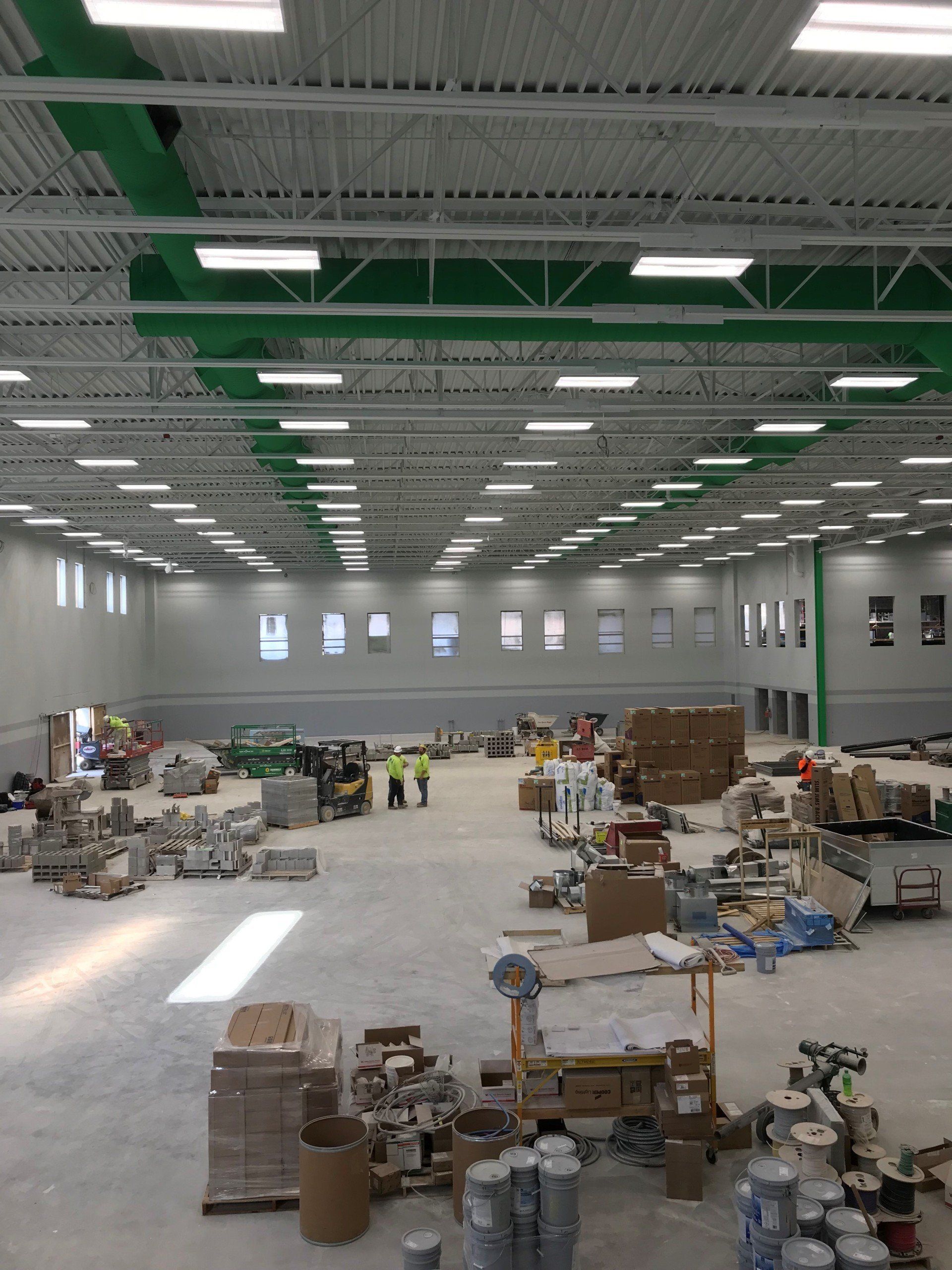 Industrial Electrician — Warehouse With Many Lights in Sheboygan, WI