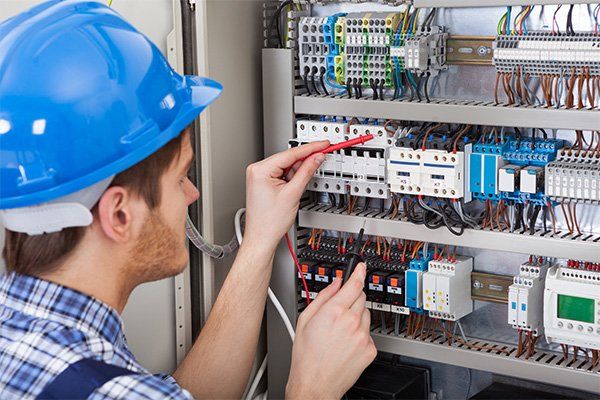 Technician Examining Fusebox — Salt Lake City, UT — Central Electric, Inc. Technician Examining Fusebox — Salt Lake City, UT — Central Electric, Inc.