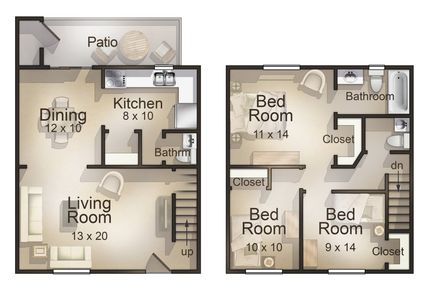 3 Bedroom / 1½ Bath Townhouse