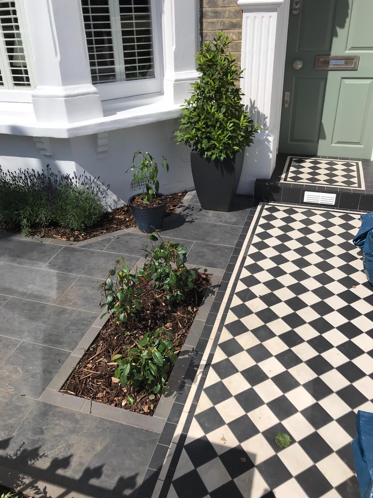 Victorian front path, black and white front tiles, front entrance renovation