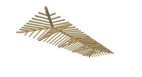 un disegno di un tetto in legno