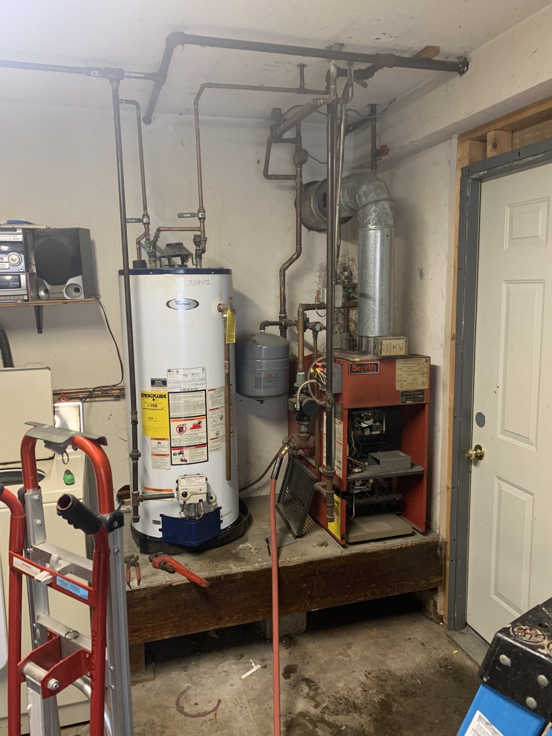 new hot water tank install