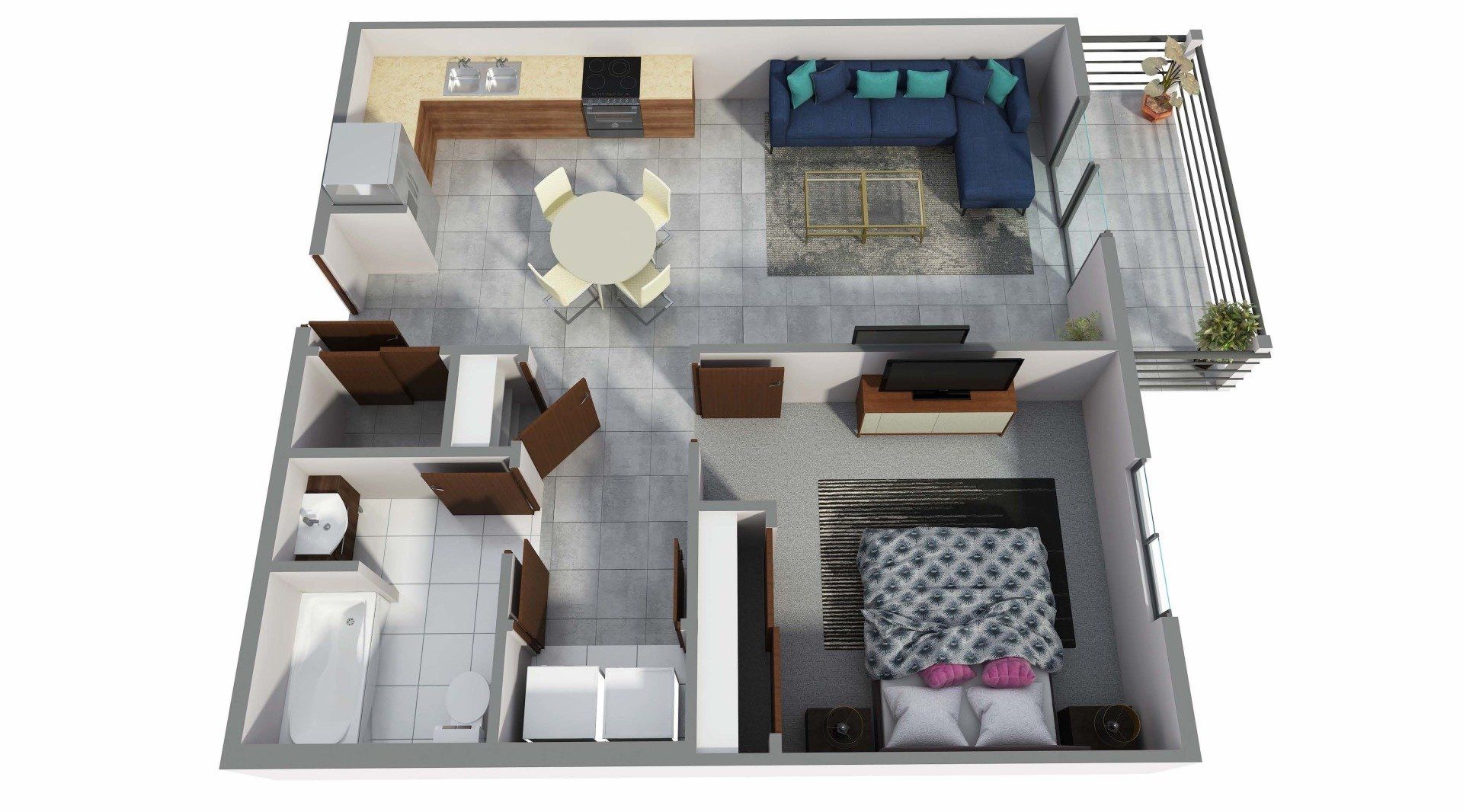 1 Bed + 1 Bath