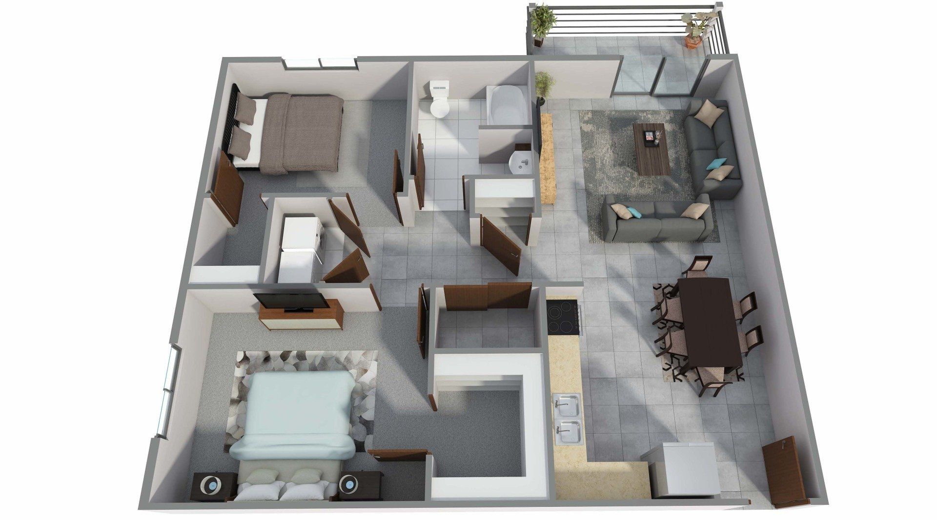 2 Bed + 1 Bath