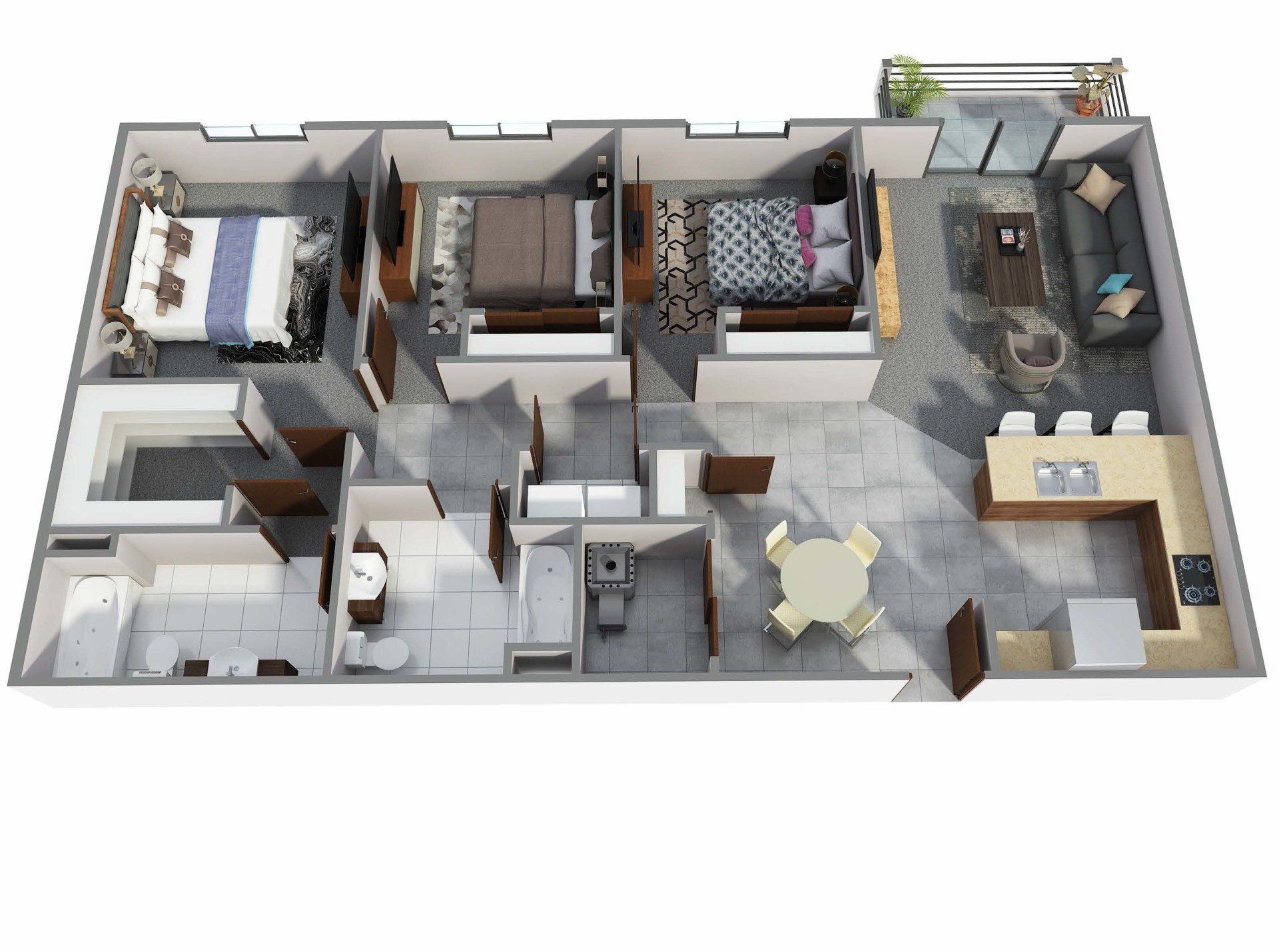 3 Bed + 2 Bath