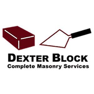 Dexter Block logo with red brick and trowel, “Complete Masonry Services” text